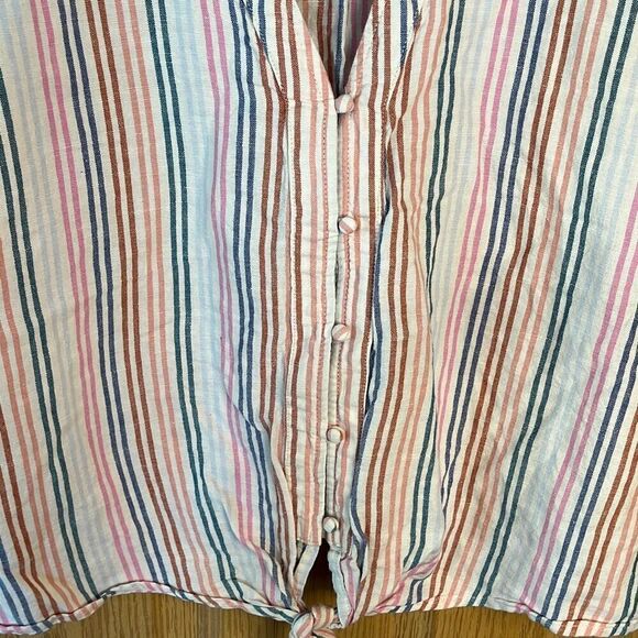 GAP Striped Tie Front Short Sleeve Top Medium - Picture 5 of 8